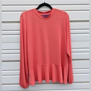 APT 9 Long Sleeves Top XXL babydoll style flowy crew neck elastic at wrist
